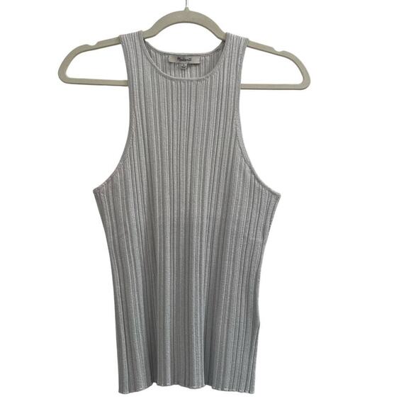 NWT Madewell Phoebe Snowy Silver Cutaway Ribbed Tank Size L - Picture 6 of 12